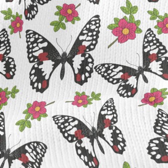 Noble Beautiful Black Butterfl Stretch Jersey