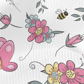 Cartoon Butterfly And Bee Stretch Jersey