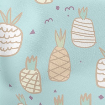 Cute Doodle Pineapple Lightweight Cotton Poplin