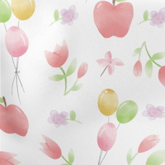 Watercolor Apple Balloon Lightweight Cotton Poplin