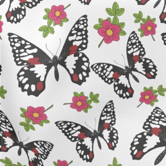 Noble Beautiful Black Butterfl Lightweight Cotton Poplin