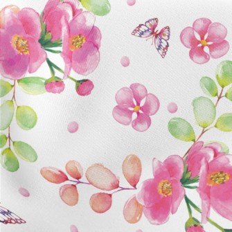 Butterfly And Red Flower Lightweight Cotton Poplin