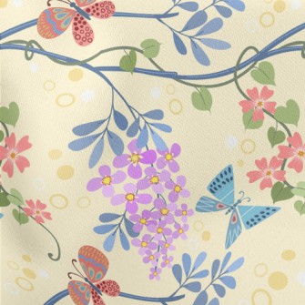 Flower World Butterfly Lightweight Cotton Poplin