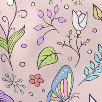 Colorful Forest Butterfly Lady Lightweight Cotton Poplin