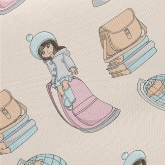 Little Girl Learns Knowledge Midweight Cotton Poplin