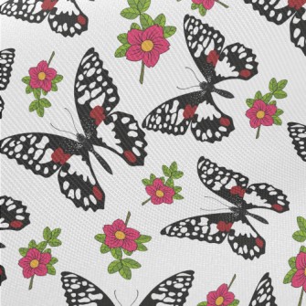 Noble Beautiful Black Butterfl Midweight Cotton Poplin