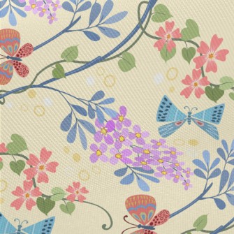 Flower World Butterfly Midweight Cotton Poplin
