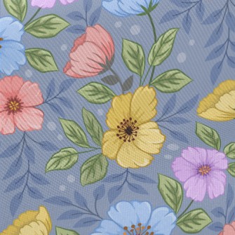 Vibrant And Colorful Flowers Midweight Cotton Poplin