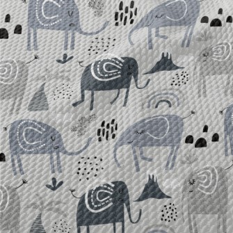Elephants With Various Pattern Birdseye Piqué