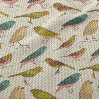 Simple Graffiti Of Various Bir Birdseye Piqué