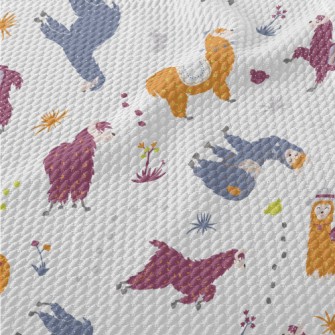 Brightly Colored Alpacas Birdseye Piqué