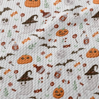 Bright And Cute Ghost Skull Pu Birdseye Piqué