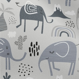 Elephants With Various Pattern Chiffon