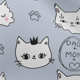 Hand Drawn White Cat Chiffon