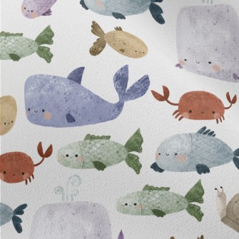 Hand Drawn Textured Marine Lif Chiffon