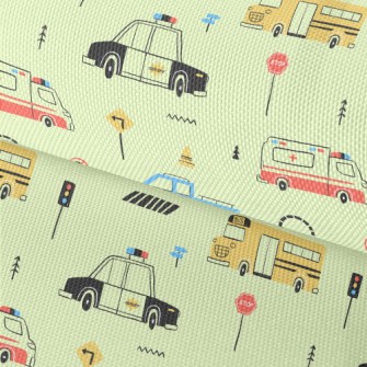 Hand Drawn Colorful Car Waterproof Oxford