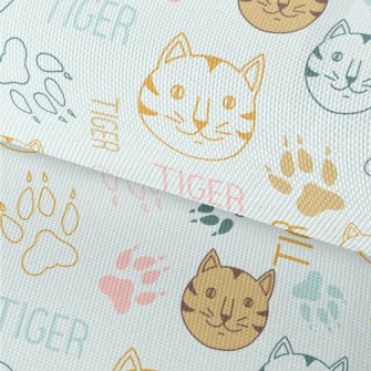 Simple Line Cat And Paw Prints Waterproof Oxford