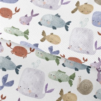 Hand Drawn Textured Marine Lif Waterproof Oxford