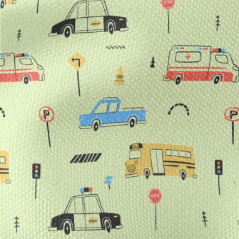 Hand Drawn Colorful Car Waterproof Canvas