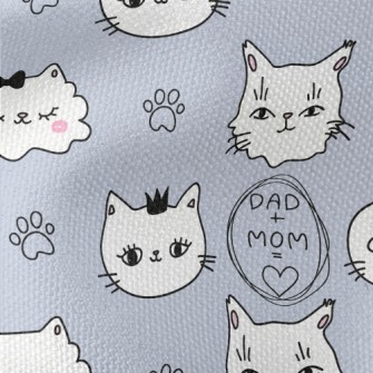 Hand Drawn White Cat Waterproof Canvas