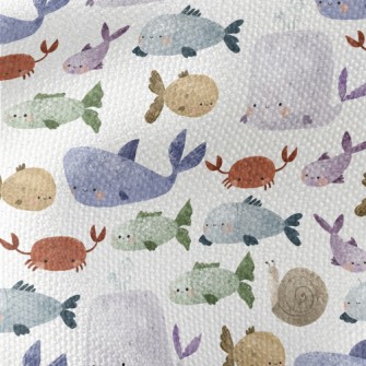 Hand Drawn Textured Marine Lif Waterproof Canvas