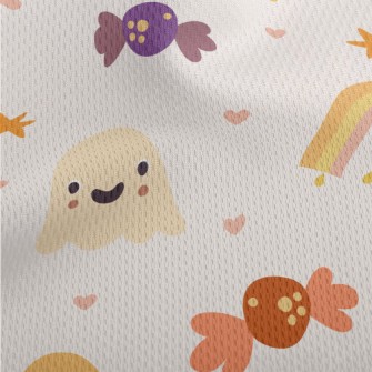 Pink Cute Ghost Pumpkin Athletic Mesh Flat Back