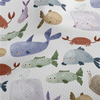 Hand Drawn Textured Marine Lif Athletic Mesh Flat Back