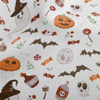 Bright And Cute Ghost Skull Pu Athletic Mesh Flat Back