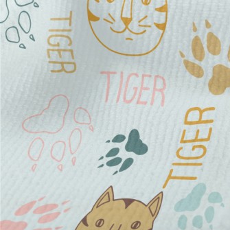Simple Line Cat And Paw Prints Terry