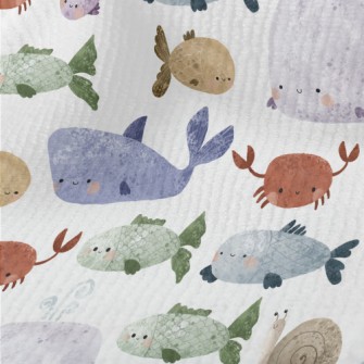 Hand Drawn Textured Marine Lif Terry