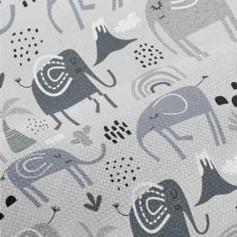 Elephants With Various Pattern Performance Linen