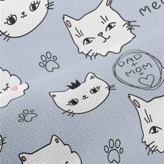 Hand Drawn White Cat Performance Linen