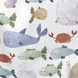 Hand Drawn Textured Marine Lif Stretch Ponte