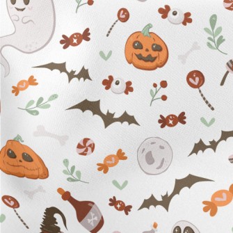 Bright And Cute Ghost Skull Pu Stretch Ponte