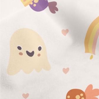 Pink Cute Ghost Pumpkin Micro Fleece