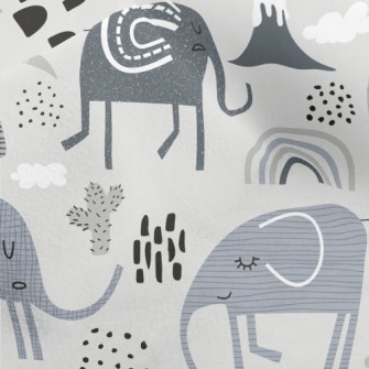 Elephants With Various Pattern Micro Fleece