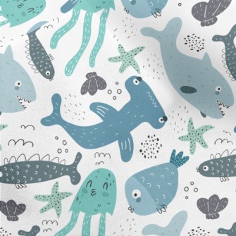 Cute Marine Life For Kids Micro Fleece