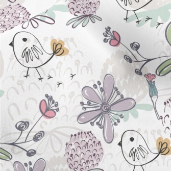 Hand Painted Brushes Birds And Micro Fleece