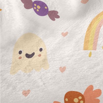 Pink Cute Ghost Pumpkin Minky