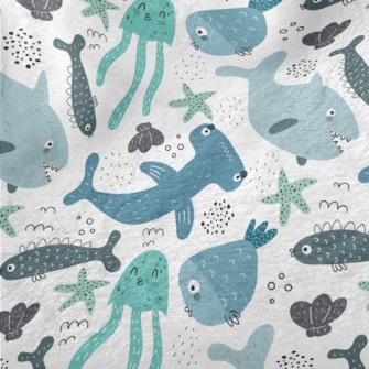Cute Marine Life For Kids Minky