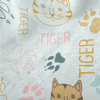 Simple Line Cat And Paw Prints Minky