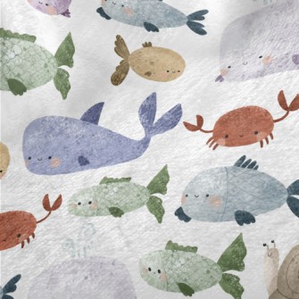 Hand Drawn Textured Marine Lif Minky