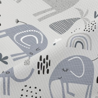 Elephants With Various Pattern Piqué