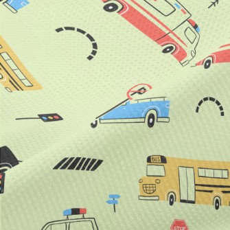 Hand Drawn Colorful Car Piqué