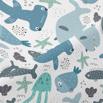 Cute Marine Life For Kids Piqué