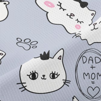 Hand Drawn White Cat Piqué