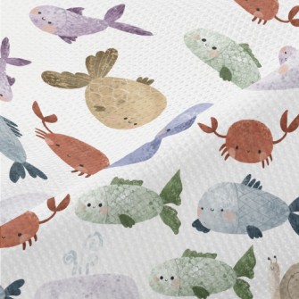 Hand Drawn Textured Marine Lif Piqué