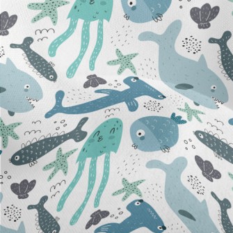 Cute Marine Life For Kids Lightweight Performance Linen