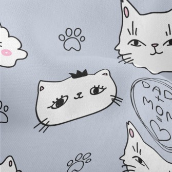 Hand Drawn White Cat Lightweight Performance Linen