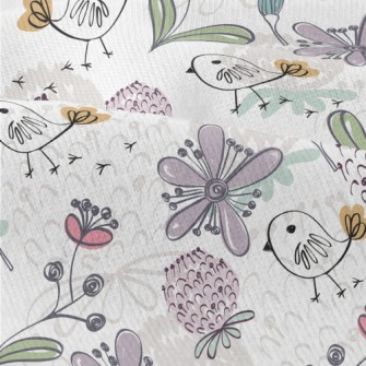 Hand Painted Brushes Birds And Modern Jersey